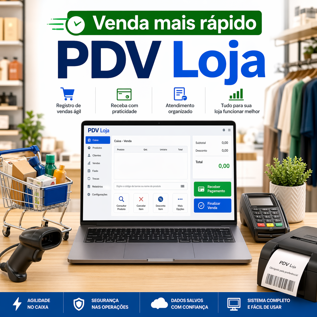 Tela do PDV Loja com foco em venda rápida